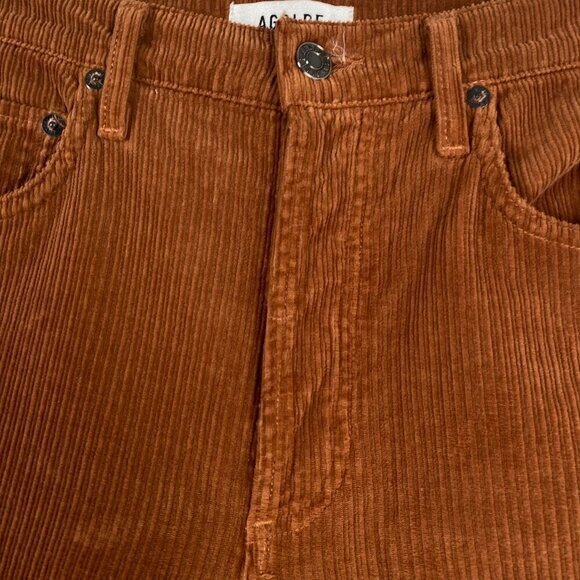 Agolde Riley Long Corduroy Pants Womens Size 26 Brown Cotton Blend PT-2117 - Picture 3 of 8